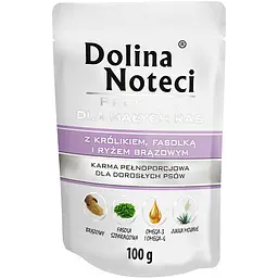 Влажный корм для собак малых пород Dolina Noteci Premium, с кроликом, фасолью и коричневым рисом, 100 гр