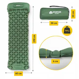 Надувний килимок (каремат) Mountain Goat 190 x 58 x 5 см з вбудованим насосом MG0010 Navy Green (P-5905973400909) - мініатюра 2