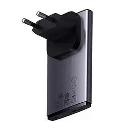 Мережевий зарядний пристрій з кабелем Baseus GaN5 Pro Ultra-Slim Fast Charger C+U 65W Gray((With Mini White Cable C to C 100W(20V/5A) 1m Black) (CCGP150113) - мініатюра 3