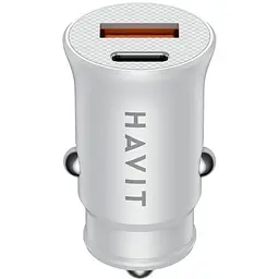 Автомобільний зарядний пристрій Havit HV-CC2022 20W USB+USB-C white (HV-CC2022) - мініатюра 2