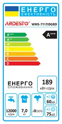 ARDESTO Пральна машина фронтальна Black Mars, 7кг, 1400, А+++, 48см, дисплей, пара, інвертор, підсвіч.барабана, сірий - мініатюра 10