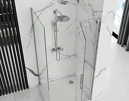 Душова кабіна Rea Molier 90x80 chrome REA-K8535 + REA-K6367, Хром, Універсальна, прозорий, хром - мініатюра 2