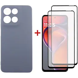Чохол до мобільного телефона Dengos Motorola G15/G15 Power Carbon + glass 2pcs (Grey)