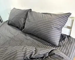 Постільна білизна LARA бязь-страйп Graphite d11251e160 з простирадлом на резинці 160х200х25 євро 200х220 см - мініатюра 6