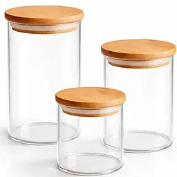 Ємність для сипучих Stenson з бамбуковою кришкою 1.35л 10х18см