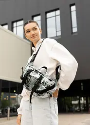Велика жіноча поясна сумка бананка Sambag DynamicDart принт "Leaves" 38 × 21 × 7 см (80411144)