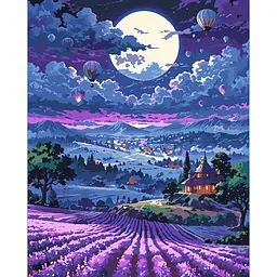 Картина за номерами Santi Захід сонця та лаванда, 40x50см, LED підсвітка (956653)
