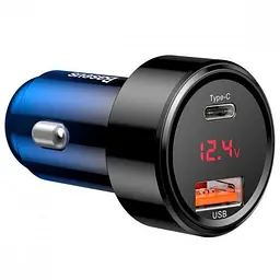 Автомобільний зарядний пристрій Baseus Magic Series QC with Display 1USB + 1Type-C CCMLC2OC-03 Blue