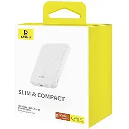 Портативна батарея Baseus Magnetic Mini Wireless Fast Charge 5000 mAh 20W P10022107223-00 White - мініатюра 8