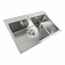 Кухонна мийка Platinum Handmade 650x450x220 (товщина 3,0/1,5 мм корзина та дозатор в комплекті), Нержавіюча сталь - мініатюра 7