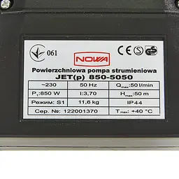 Насос поверхневий струменевий Nowa JET(p) 850-5050 (148871) - мініатюра 7