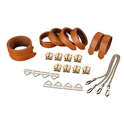 Набір для бондажу LOCKINK 8-Bondage-Straps Restraint Set, коричневий, 8 ременів з натуральної шкіри - мініатюра 3