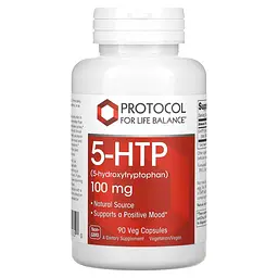 5-HTP (5-Гідрокситриптофан), 5-HTP, 100 мг, 90 рослинних капсул Protocol For Life Balance vit0002627
