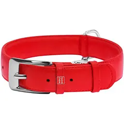 Нашийник для собак Waudog Glamour, шкіряний, з QR паспортом, 46-60х3,5 см, червоний