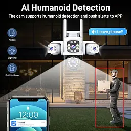 Вулична WiFi IPкамера Yoosee24-6K  12Мп  біло-чорна 3 незалежних об'єктиви поворотні - мініатюра 7