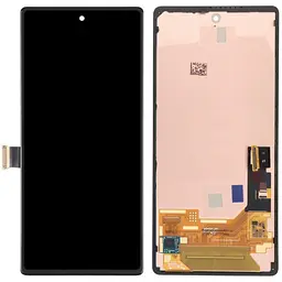 Дисплей Google Pixel 6 чорний, Amoled, PRC переклеєне скло, з рамкою, зі шлейфом сканера відбитка пальця
