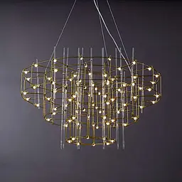 Невагома золота триярусна люстра Ø 80 см | Арт. MJ205-800 Titanium | Line F - мініатюра 2