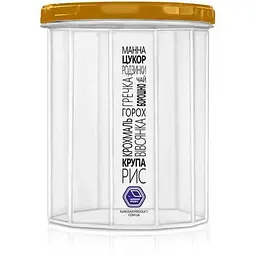 Ємність НАРОДНИЙ ПРОДУКТ для сипучих продуктів 650мл (gold кришка) (107g)