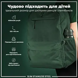 Пляшка для води металева ION8 600 мл Stainless Steel Dark Green (I8SS600DGRE) - мініатюра 6