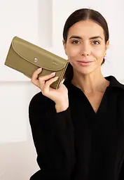 Шкіряний гаманець Smart Wallet оливкова краста - мініатюра 3