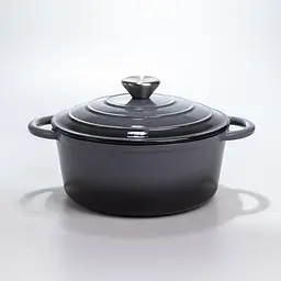 Каструля чавунна 2.5 л емальована з кришкою посуд для тушкування запікання томонія кухонна Сірий Premium Cookware HP-1-14-GREY - мініатюра 2