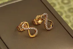 Сережки гвоздики Xuping Jewelry вісімки 1,2 см золотисті - мініатюра 2