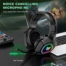 Навушники Onikuma Headset Headworn B100 BT5.3/2.4G, Type-C, PS4/PS5/PC/Mac/iOS/Android, RGB - мініатюра 3