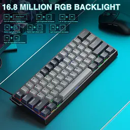 Ігрова магнітна дротова клавіатура AULA WIN60 HE PRО / 60% / Hall Effect / Rapid Trigger / Semantic Magnetic Switch / Grey - мініатюра 4