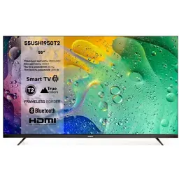 Телевізор 55 Romsat 55USH1950T2, Black, LED, 3840x2160, 60 Гц, 3500:1, Android TV, DVB-T2/S2/C, LAN, Bluetooth, Wi-Fi, 3xHDMI, 2xUSB, 2 x 10 Вт, VESA 140x300