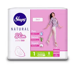 Прокладки гігієнічні Sleepy Slim Normal (240 мм) 5 крапель 8 шт. Невидимі під одягом