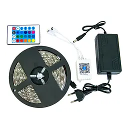 Світлодіодна стрічка різнокольорова з пультом та контролером rgb led strip 220v LED 5050 SMART Bluetooth - мініатюра 2