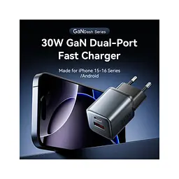 Зарядний пристрій Vention 1xUSB-C PD 30 Вт + 1xUSB QC 3.0 18 Вт GaN сірий (FEWH0-EU) - мініатюра 3