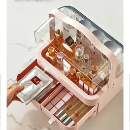 Настільний органайзер для косметики XPRO YM206-2 Three Drawers 4 секції великий рожевий (MER-14976_840) - мініатюра 3