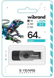 Флеш накопичувач USB 64Gb Wibrand Lizard, Black, USB 3.2 Gen 1 (WI3.2/LI64P9B) - мініатюра 3