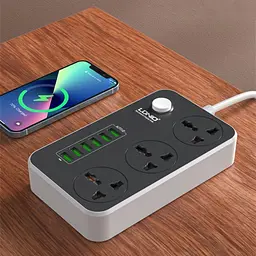 Мережевий зарядний пристрій подовжувач LDNIO SC3604 6 USB 3 розетки 2m сіро-чорний - мініатюра 4