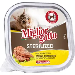 Набір вологого корму Мікс для котів Migliorgatto Sterilized курка, прошуто 2 шт. + курка, ягня 2 шт. + яловичина 2 шт. 600 г (6 шт. x 100 г) - мініатюра 4