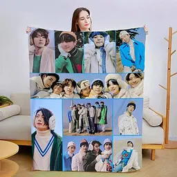 Плед BTS Winter №3, 3D плюшевий, 160x200 см, новорічний