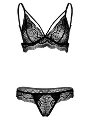 Комплект білизни Daring Intimates Bra and Crotchless Panty S/M чорний - мініатюра 5