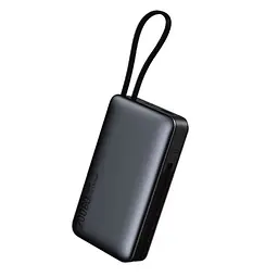 Павербанк WUW Y65 20000mAh PD 65W со встроенными кабелями Type-C Lightning быстрая зарядка черный