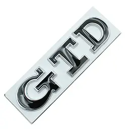 Емблема напис GTD для Volkswagen чорна з сріблястою окантовкою 84х23 мм метал (на скотчі)