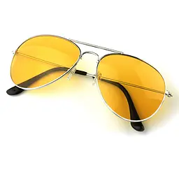 Окуляри для нічного водіння Night View Glasses, жовті лінзи, металева оправа, авіатори