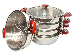 Мантоварка-пароварка O.M.S. Collection 6060 C-26 см 4,5 л Red - мініатюра 3