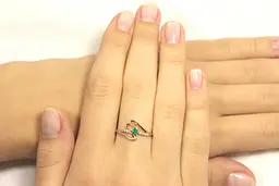 Каблучка з червоного золота з смарагдом 20 K-0081 - мініатюра 3