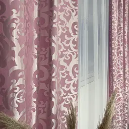 Жакардові штори "вензель" рожевого кольору 150х270 ALBO pbe0052924 - мініатюра 3