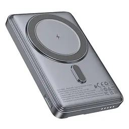 Power bank Hoco Q46 5000mAh PD 20W 3в1 магнітний з функцією бездротової зарядки сріблястий сірий - мініатюра 4