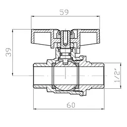 Кран кульовий Шшм Koer Extreme KE.219-15 - 1/2" Mm ручка "метелик" червона KR5762 - мініатюра 3