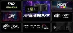 Монітор MSI 24.5" MAG 255PXF IPS Чорний 300Hz - мініатюра 6