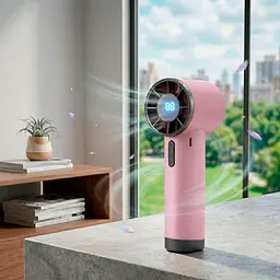 Мінівентилятор Wuji Handheld Fan DS1013 на акумуляторі, 3,8 Вт, рожево-сірий, портативний маленький вентилятор - мініатюра 2