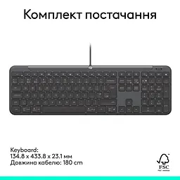 Клавіатура Logitech Signature Slim K620 for Business USB-C UA Graphite (920-013333) - мініатюра 9
