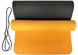 Килимок для йоги та фітнесу EasyFit TPE+TC 6мм двошаровий помаранчевий-чорний (EF-1924-ORB) - мініатюра 5